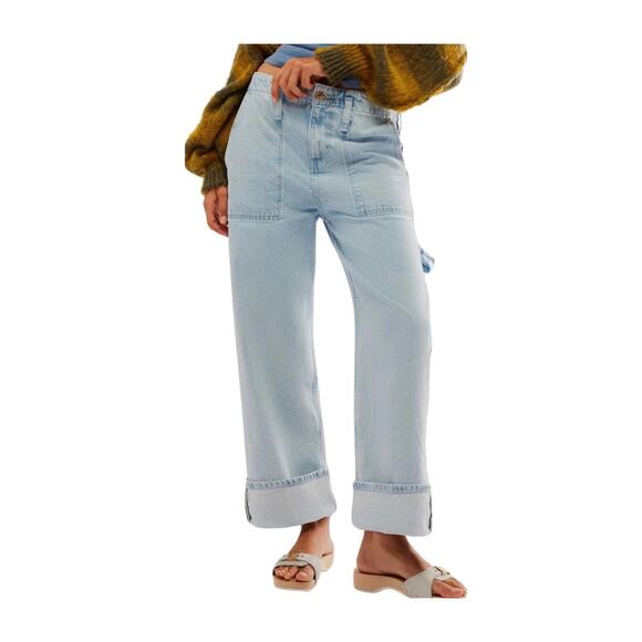 Free People Major Leagues Wide Leg Crop Jeans Size 28 - Picture 1 of 12